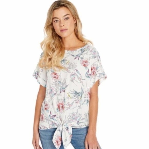 BUFFALO Tie Front Lace Detail Floral Top - NWT - Size - Picture 1 of 3
